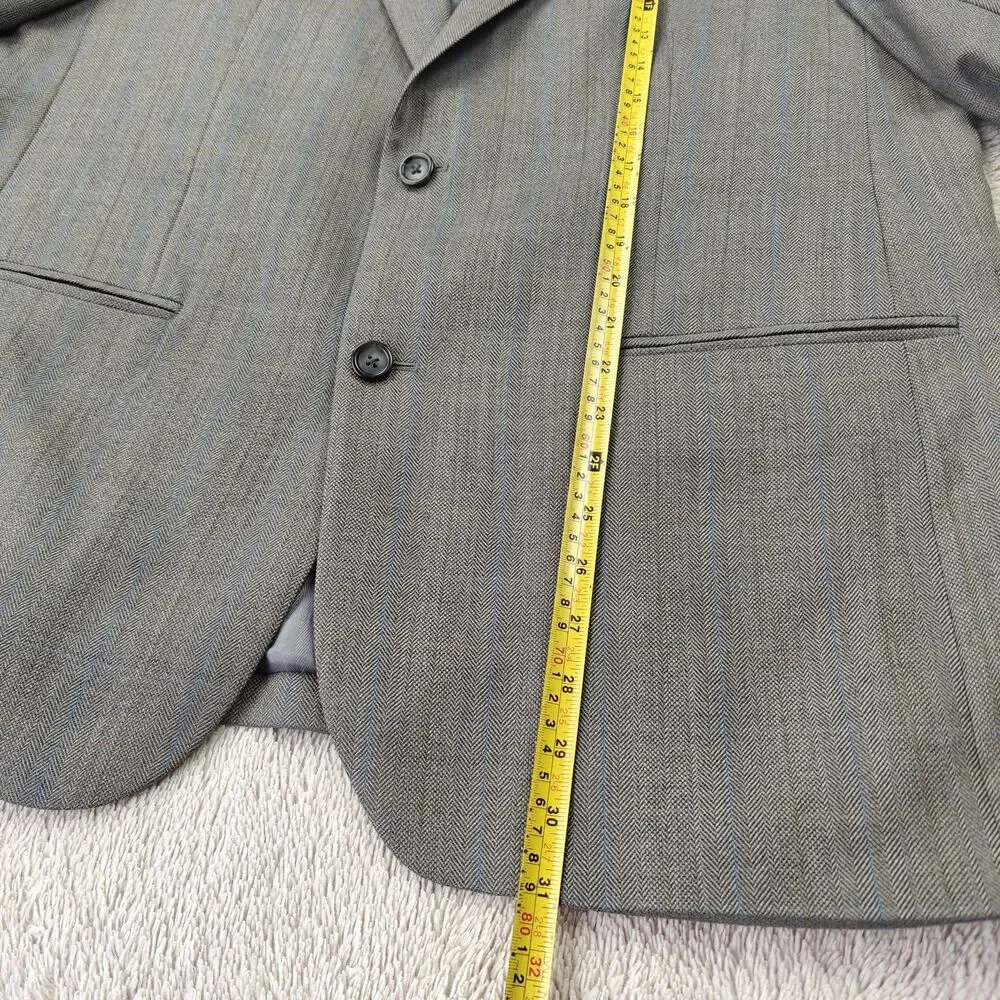 Joseph & Feiss Gold Blazer Men's 42S Grey Herringbone Striped Wool Suit Jacket